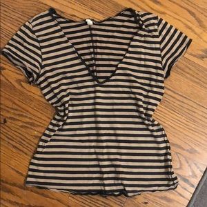 Free People (We The Free) Striped V-Neck
